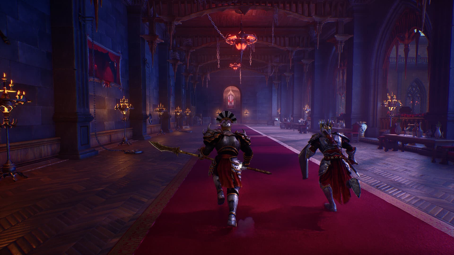 Two armored Nephilim in the Crimson Moon hub
